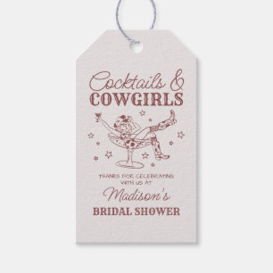 Burgundy Cocktails und Cowgirl Brautparty Gevor Geschenkanhänger