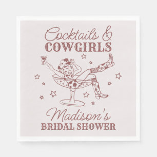 Burgundy Cocktails und Cowgirl Rodeo Brautparty Serviette