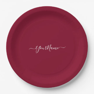 burgundy color-elegant script  pappteller
