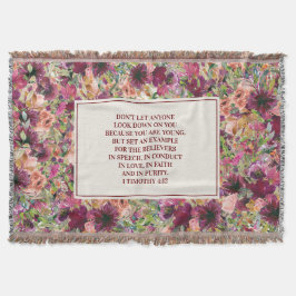 Burgundy Coral Floral Bible Verse Timothy Jugend Decke