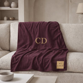 Burgundy Corporate Logo Company Monogram Luxus Fleecedecke
