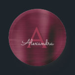 Burgundy Cranberry Monogram Party Teller<br><div class="desc">Burgund Cranberry Lila Elegant Geburtstag oder Junggeselinnen-Abschied oder Brautparty Teller. Diese Lila Geburtstagsparty- oder Hochzeitsfeiern können auf Ihren Vor- und Erstnamen angepasst werden.</div>