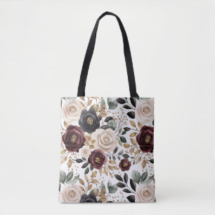 Burgundy Cream Black Floral