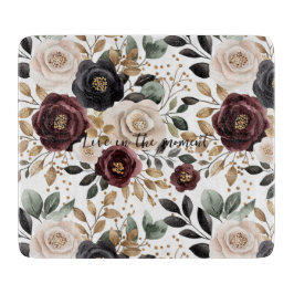 Burgundy Cream Black Floral Schneidebrett