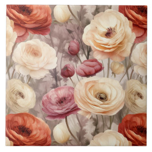 Burgundy Cream Blume Fliese