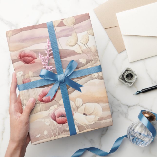 Burgundy Cream Blush Bloral Brautparty Geschenkpapier (Schenken)