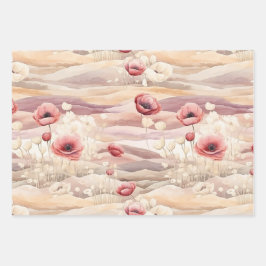 Burgundy Cream Blush Bloral Brautparty Geschenkpapier Set