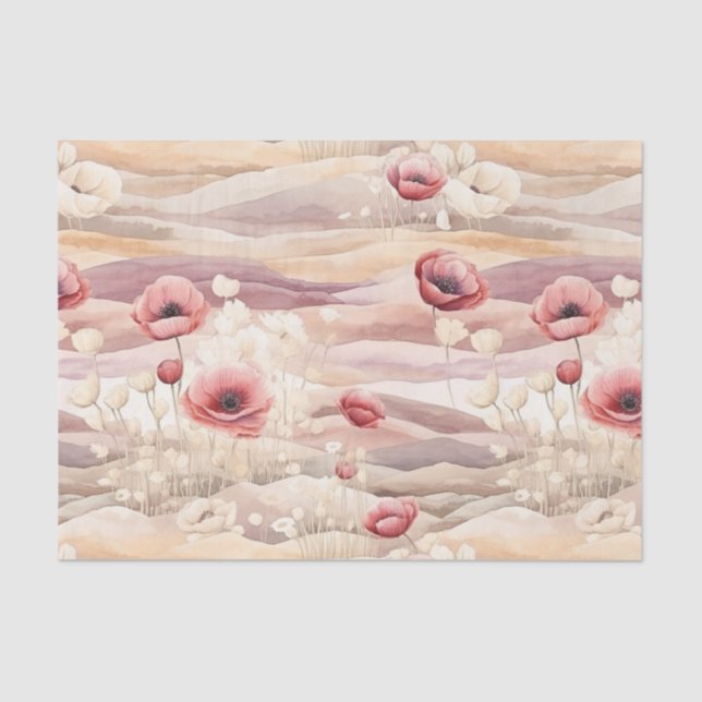 Burgundy Cream Blush Bloral Brautparty Seidenpapier (Vorderseite)