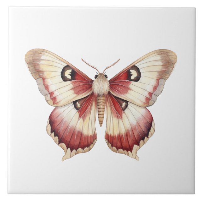 Burgundy Cream Butterfly Fliese (Vorderseite)