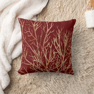 Burgundy & Cream Coral Muster Kissen