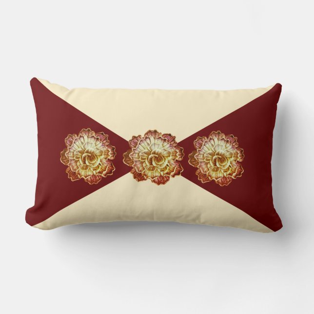 Burgundy & Cream Elegance Lumbar Pillow - No 1 Lendenkissen (Vorderseite)