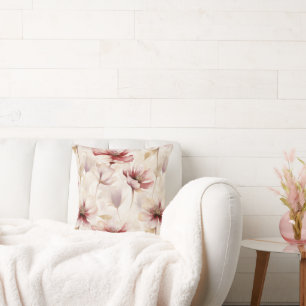 Burgundy Cream Floral Kissen