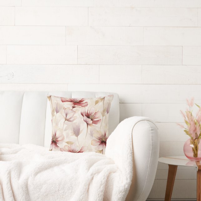 Burgundy Cream Floral Kissen (Liege)