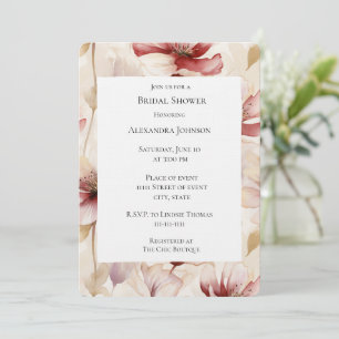 Burgundy Cream Lavender Floral Brautparty Einladung