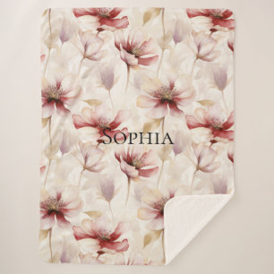 Burgundy Cream Lavender Floral Brautparty Sherpadecke