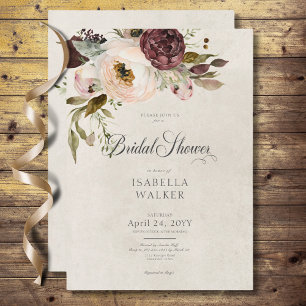 Burgundy Cream Pink Vintag Peonies Brautparty Einladung