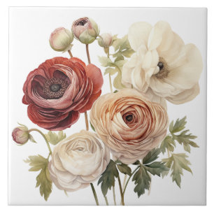 Burgundy Cream Ranunculus Blume Fliese