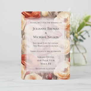 Burgundy Cream Spring Blumen Brautparty Einladung