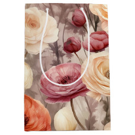 Burgundy Cream Spring Blumen Brautparty Mittlere Geschenktüte