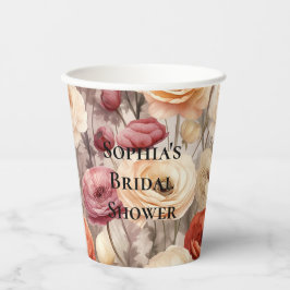 Burgundy Cream Spring Blumen Brautparty Pappbecher