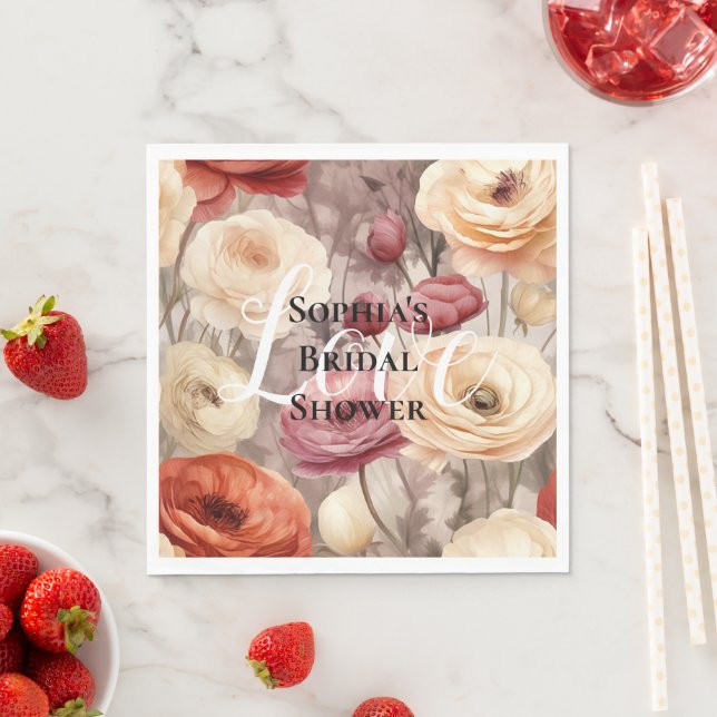 Burgundy Cream Spring Blumen Brautparty Serviette (Beispiel)