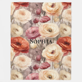Burgundy Cream Spring Blumen Fleecedecke