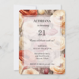 Burgundy Cream Spring Blumen Geburtstag Einladung