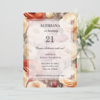 Burgundy Cream Spring Blumen Geburtstag Einladung