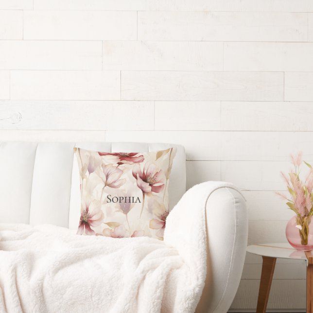 Burgundy Cream Spring Blumen Kissen (Liege)