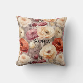 Burgundy Cream Spring Blumen Kissen