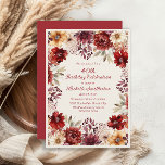 Burgundy Cream Watercolor Floral 40. Geburtstag Einladung<br><div class="desc">Feiern Sie 40 fantastische Jahre mit dieser raffinierten Blumengeburtstagseinladung. Die bordeauxroten,  blüten und elfenbeinfarbenen Blume schaffen ein wunderschönes,  im Herbst inspiriert Design,  das sich perfekt für ein unvergessliches Meilenstein-Fest eignet.</div>