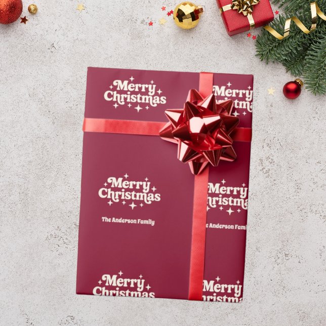 Burgundy Creme Frohe Weihnachtsgunst Geschenkpapier (Von Creator hochgeladen)