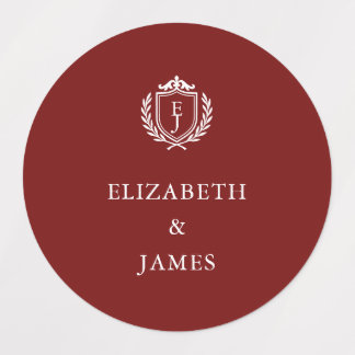 Burgundy Crest Wedding Custom Initials Etiketten