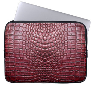 Burgundy Crocodile Alligator Imitate Leather Print Laptopschutzhülle