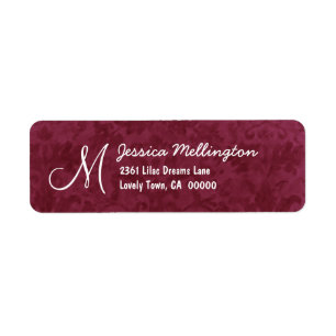 Burgundy Damask Monogram M Wedding V01