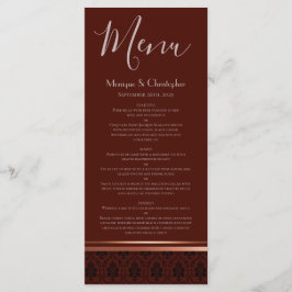 Burgundy Damask Rose Gold Trim Wedding Menü Menükarte
