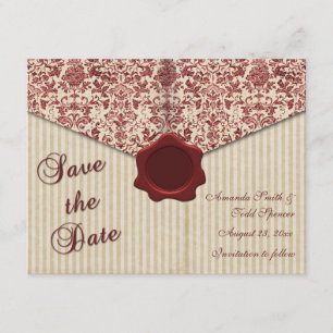 Burgundy Damask Save the Date