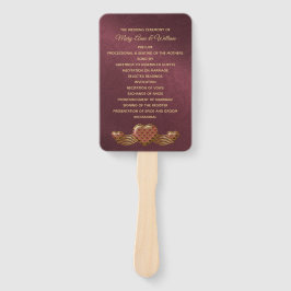 Burgundy Damask Wedding Program Fan Fächer