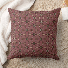 Burgundy Dandelion Seed Pattern mit schwarzer Kont Kissen