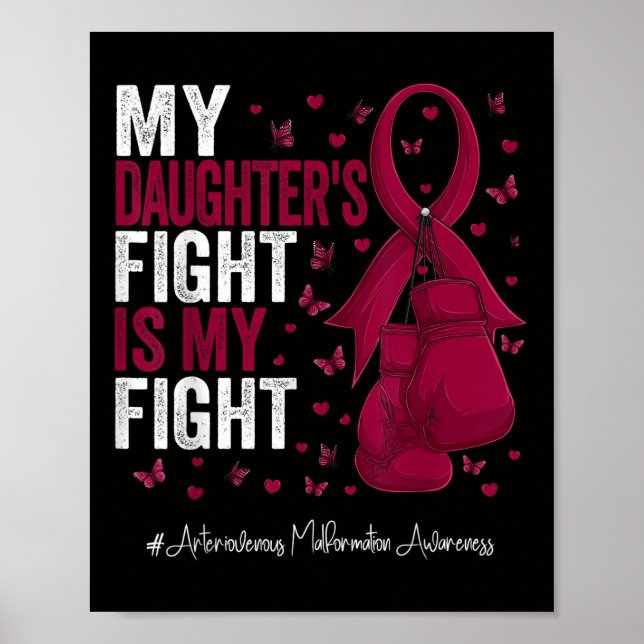 Burgundy Daughter Arteriovene Malformation Aware Poster (Vorne)