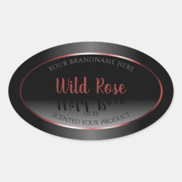 Burgundy-Dekorrahmen für schwarze und weiße Produk Ovaler Aufkleber