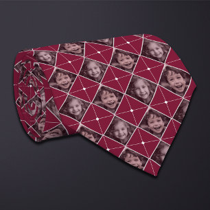 Burgundy Diamond 2-Foto Muster Neck Tie Krawatte