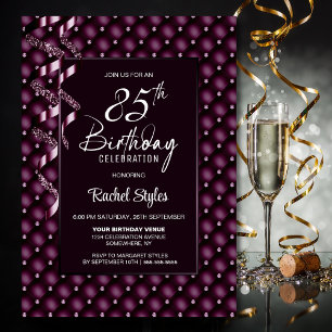 Burgundy Diamond Pattern 85. Geburtstagsparty Einladung