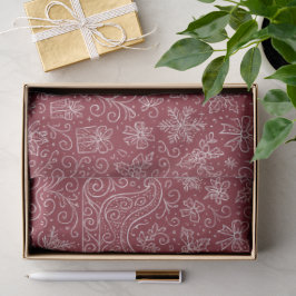 Burgundy Doodle Christmas Sleigh Pattern Seidenpapier