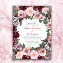 Burgundy Dusty Pink Rose Wasserfarbenhochzeit