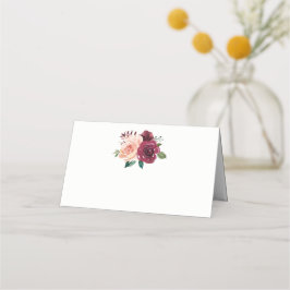 Burgundy Dusty Pink Roses Floral Wedding Platzkarte