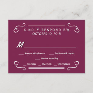 Burgundy Eat Drink & UAWG Rustikale Hochzeitsantwo RSVP Karte