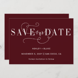 Burgundy Einfache handgeschriebene Kalligrafie Save The Date