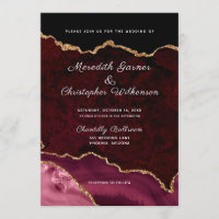 Burgundy Elegance Gold Glitzer Agate Wedding