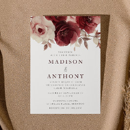 Burgundy Elegance Vintage Rose Hochzeit Einladung
